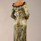 Jura Snakeskin Stretch Satin Print With Contrast Lace Trim Dress 