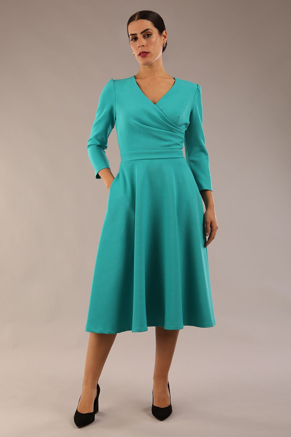 Karma 3/4 Length Sleeved Swing Dress – Diva Catwalk, image 2