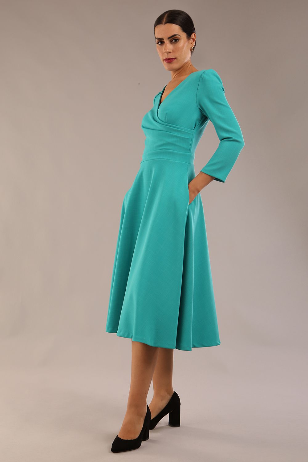 Karma 3/4 Length Sleeved Swing Dress – Diva Catwalk, image 5