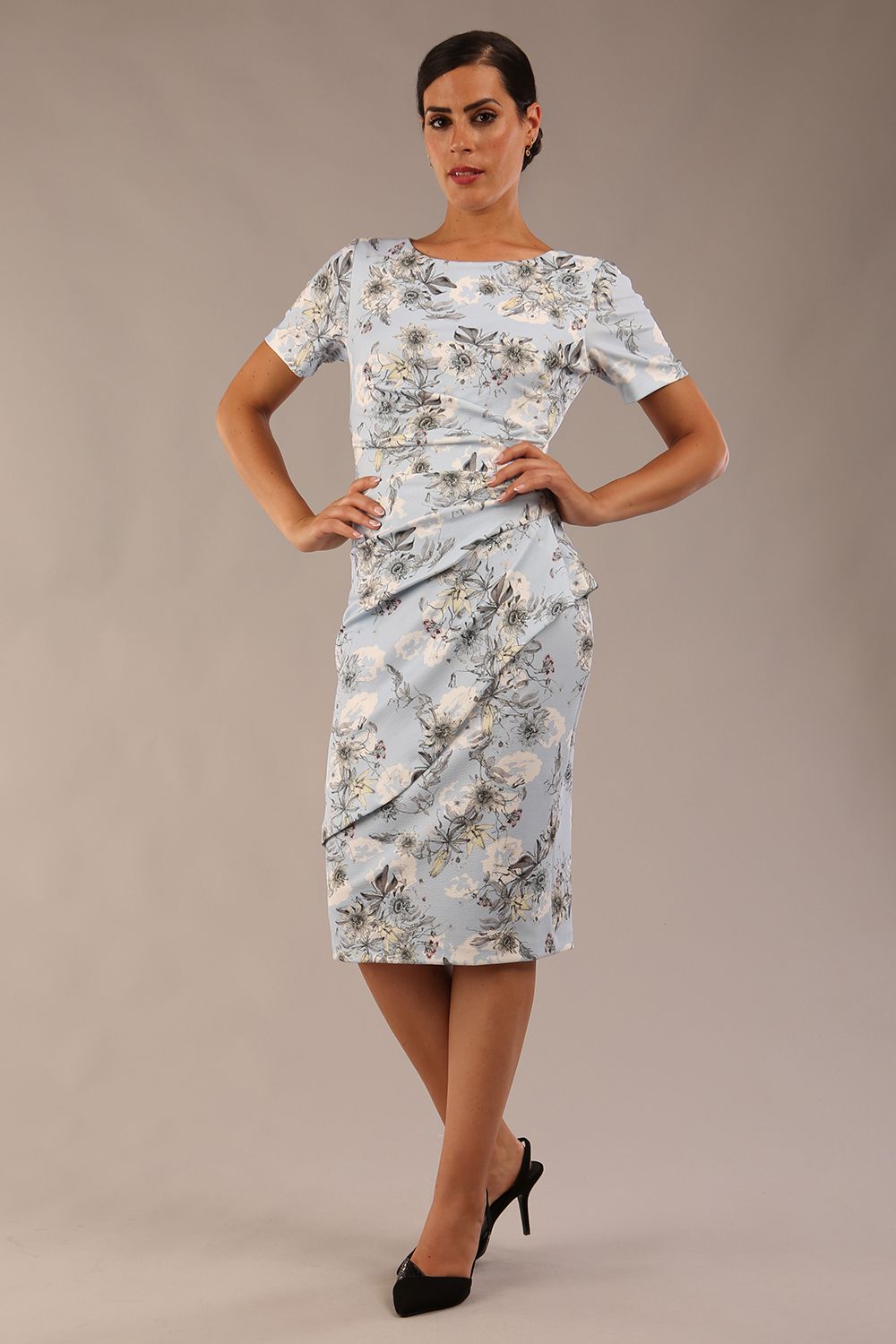 Katia Dress in Botanical Passion Light Blue – Diva Catwalk, image 3