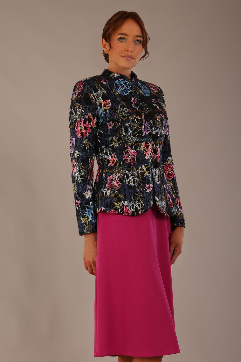 Keanu High-Neck Floral Jacket in Nightshade Bloom – Diva Catwalk, image 1