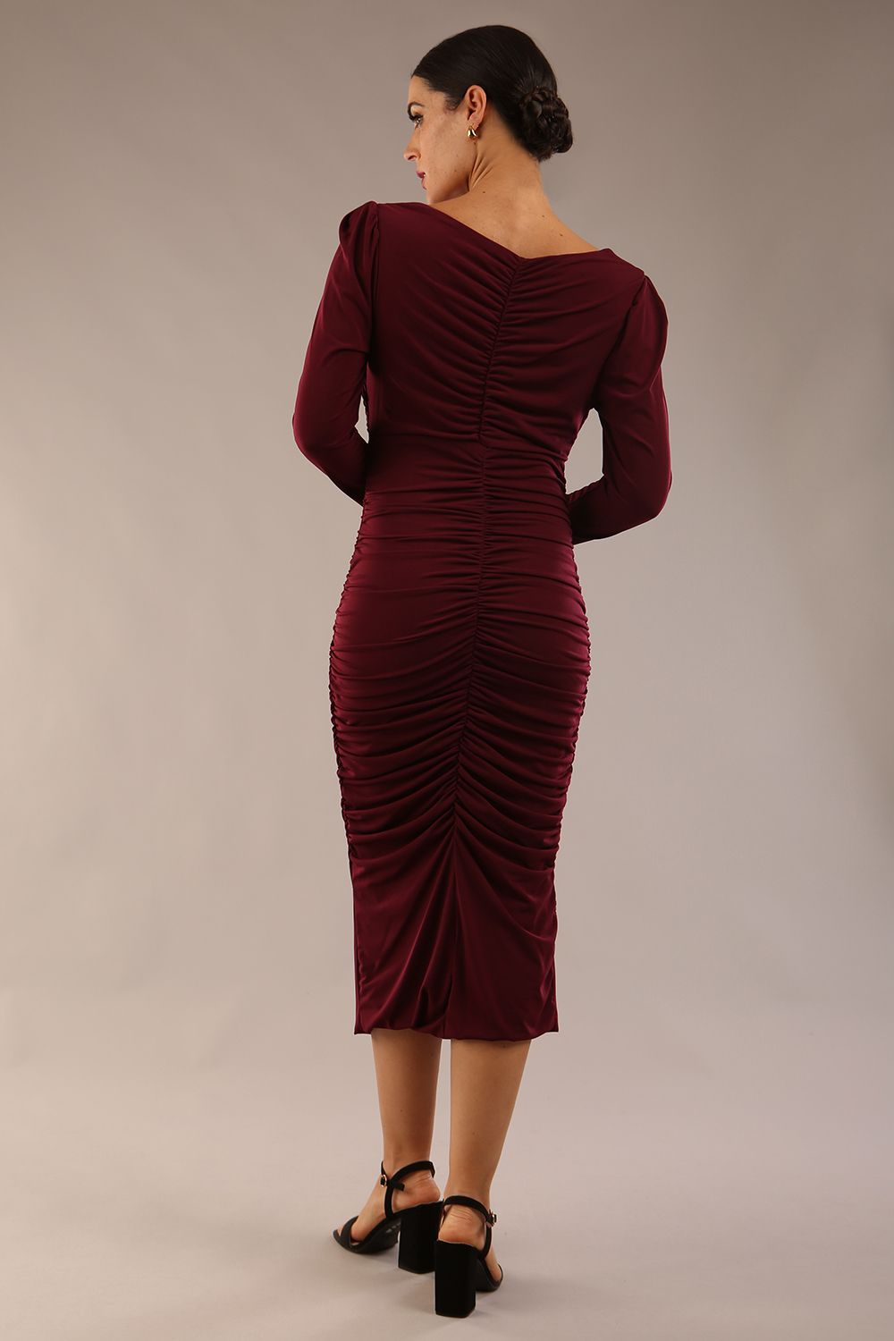 Kiki Silky Stretch Ruched Midi Dress – Diva Catwalk, image 2