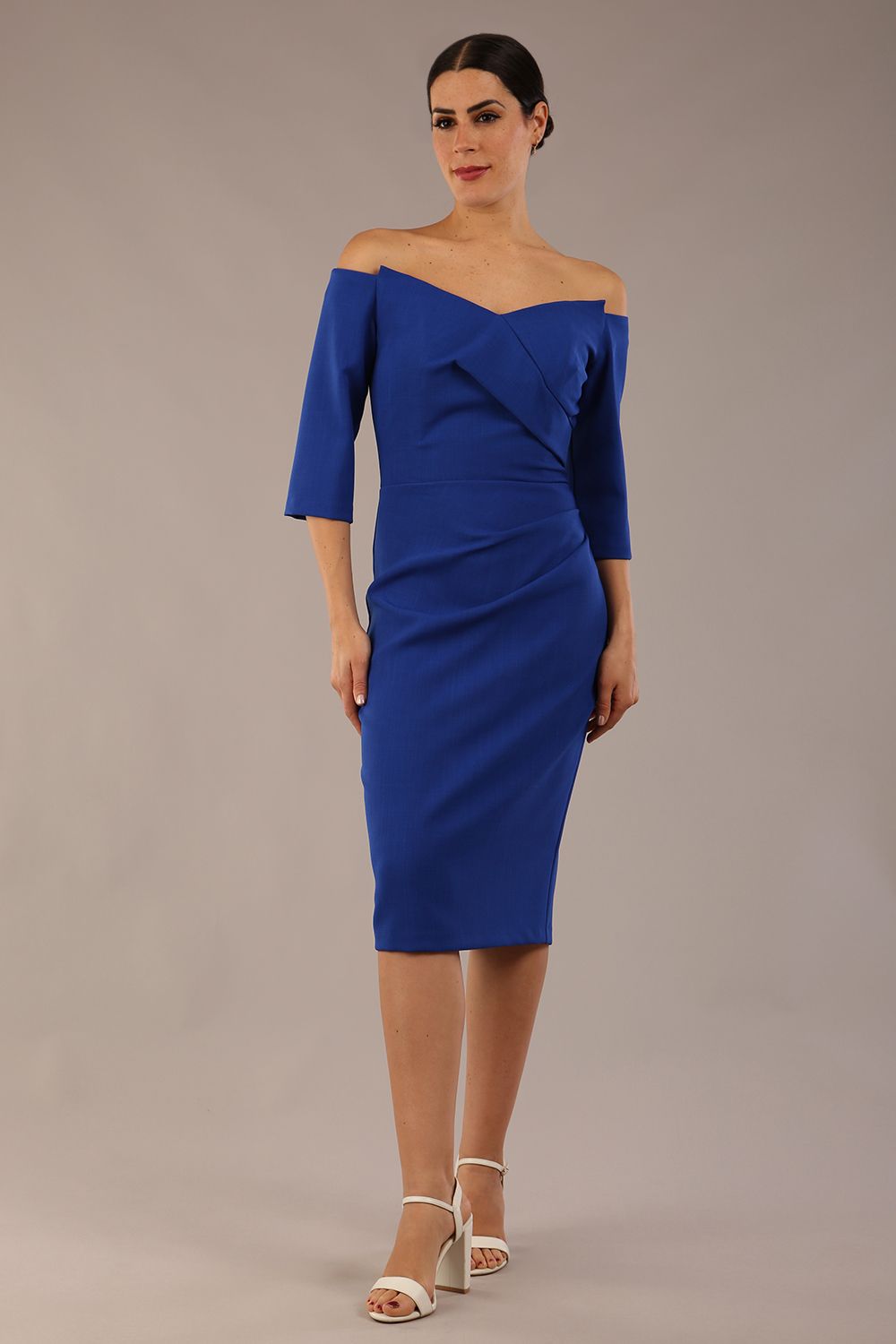 Lauren Off Shoulder Dress in Cobalt Blue – Diva Catwalk, image 4