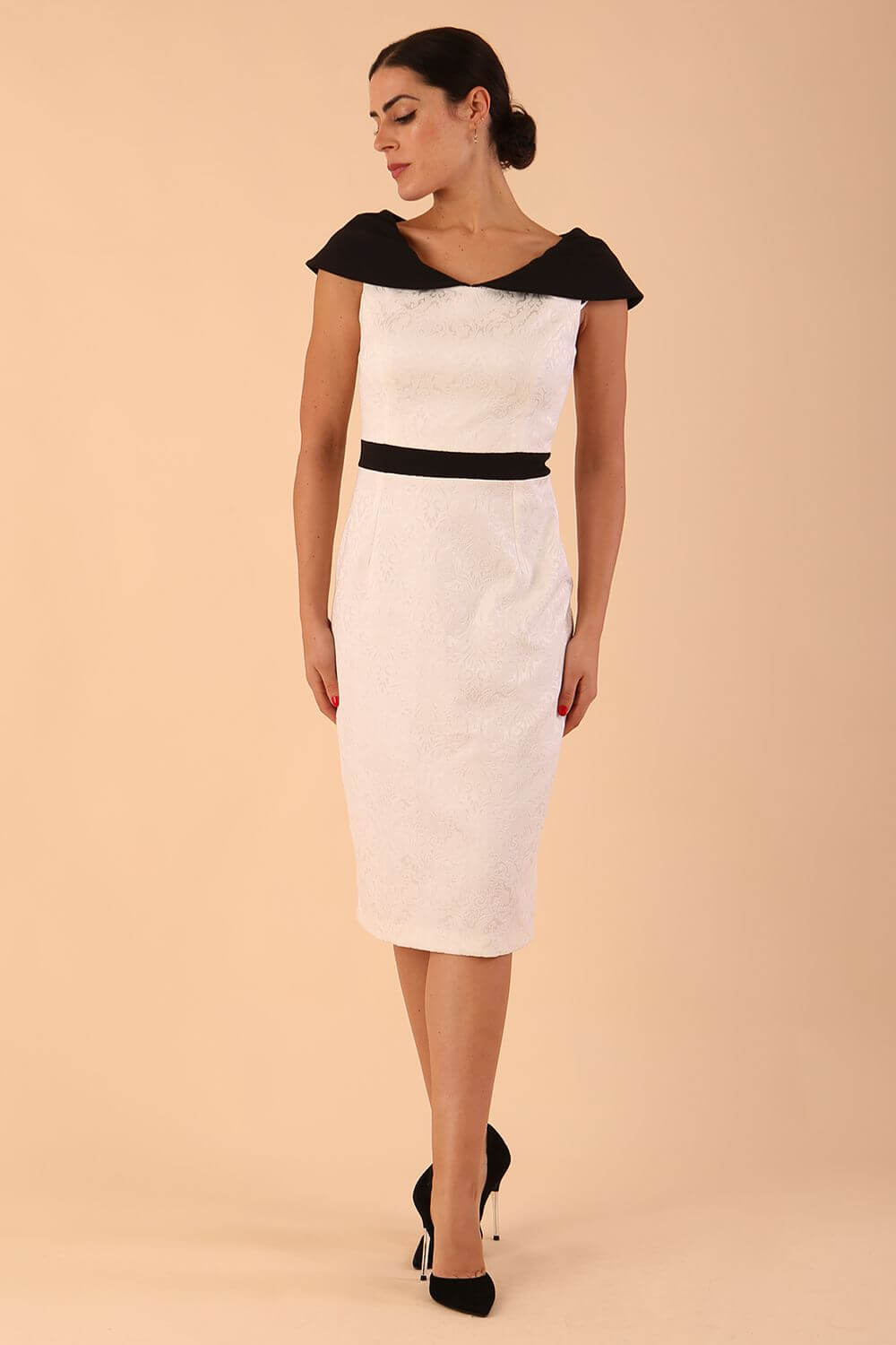 Leven Satin Contrast Pencil Dress 