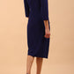 Liesel Low V-neck Sleeved Collared Wrap Pencil Dress 