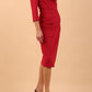 Liesel Low V-neck Sleeved Collared Wrap Pencil Dress 
