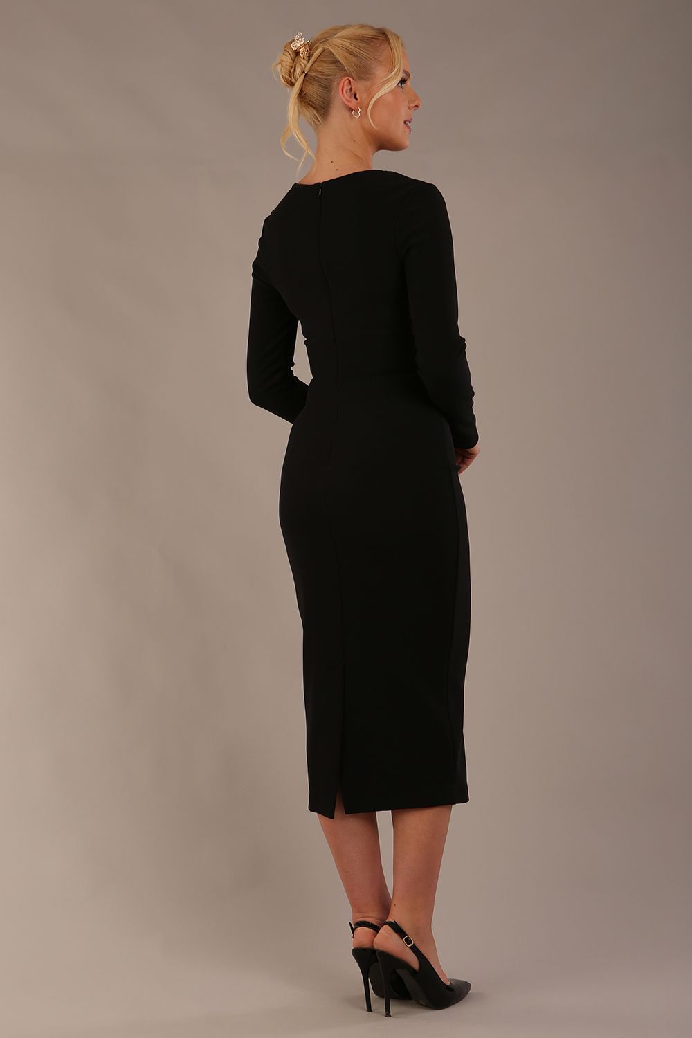 Long Sleeved Lydia Midi Pencil Dress – Diva Catwalk, image 5
