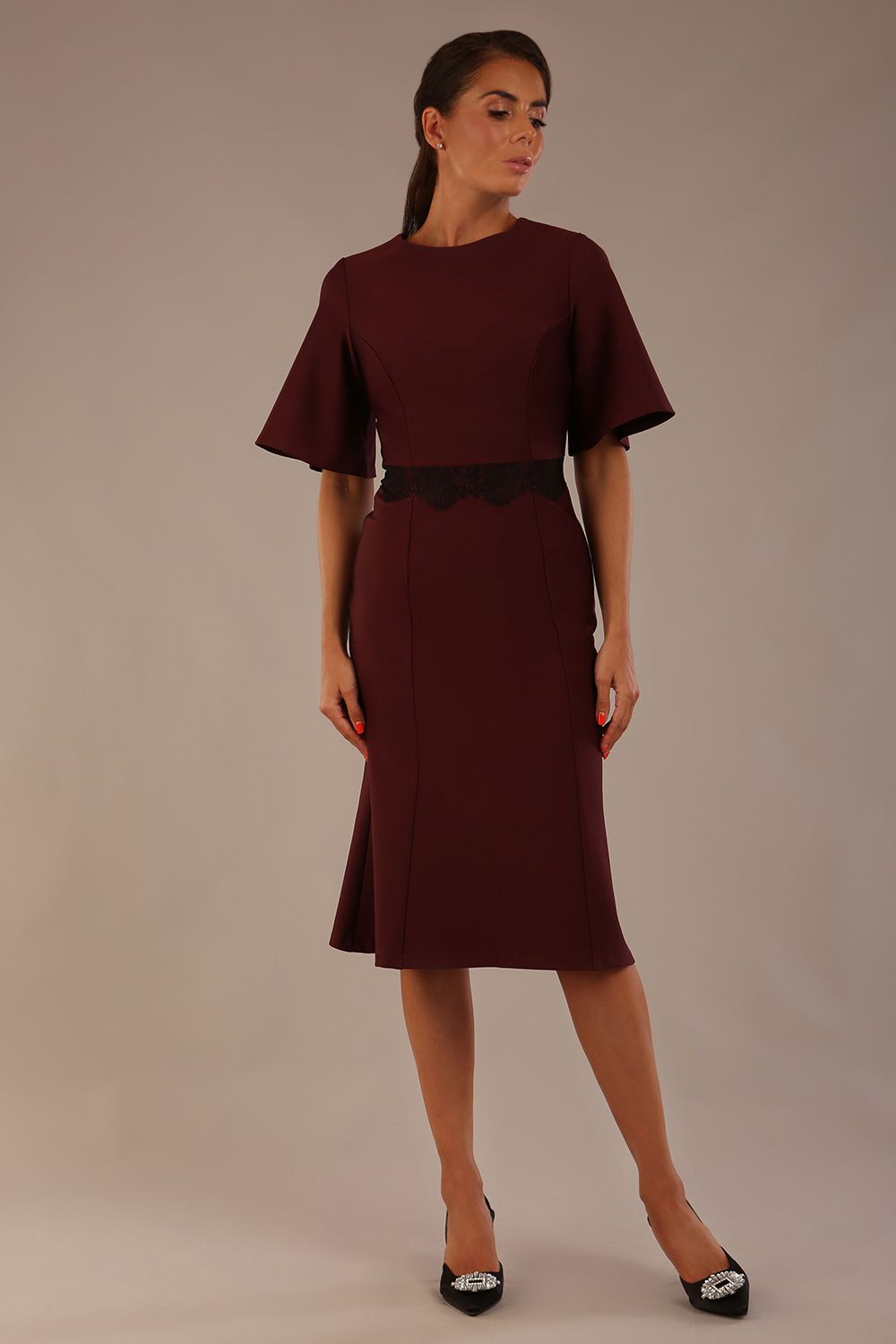 Lovell Lace & Fluted Sleeve Dress – Diva Catwalk, image 4