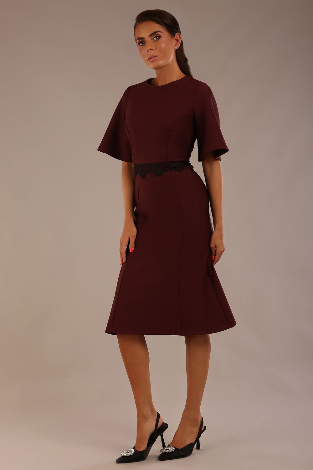 Lovell Lace & Fluted Sleeve Dress – Diva Catwalk, image 6