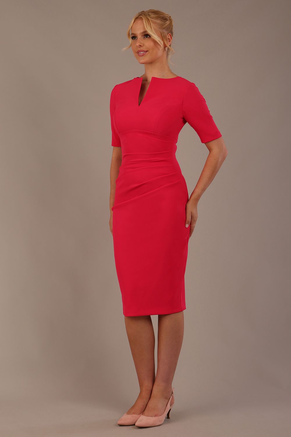 Lydia Short Sleeve Pencil Dress (Paradise Pink)