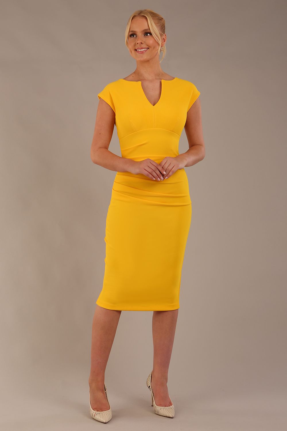 Lydia Sleeveless Pencil Dress in Spectra Yellow – Diva Catwalk, image 25