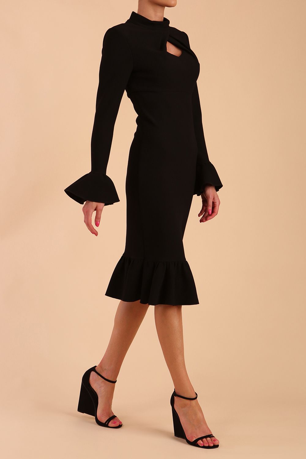 Macarena Peplum Hem Bodycon Pencil Dress 
