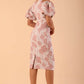 Margot Rose Jacquard Puff Sleeve Dress 