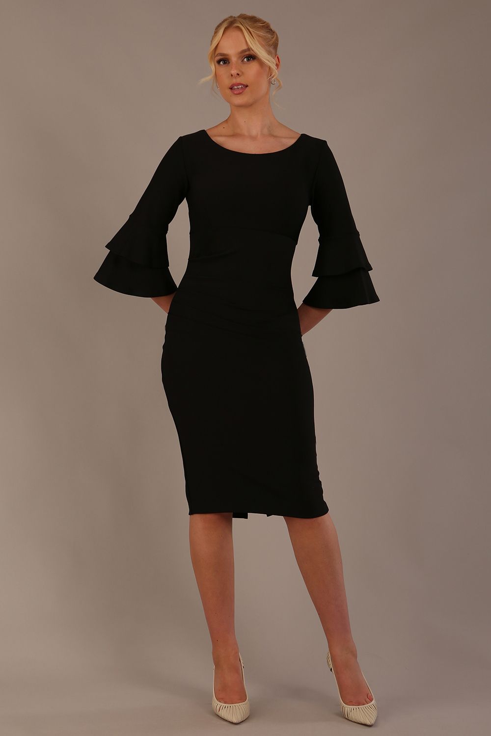 Meridian Flute Sleeve Dress in Black – Diva Catwalk, image 16