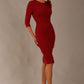 Mirabelle ¾ Sleeves & Floral Shoulder Detail Pencil Dress 