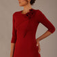 Mirabelle ¾ Sleeves & Floral Shoulder Detail Pencil Dress 