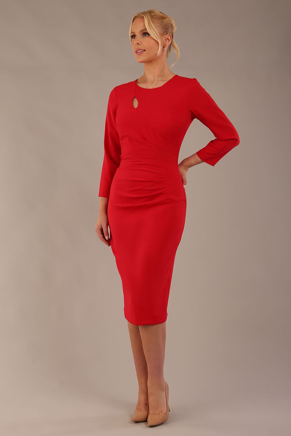 Miracle Pencil Dress in Scarlet Red – Diva Catwalk, image 1