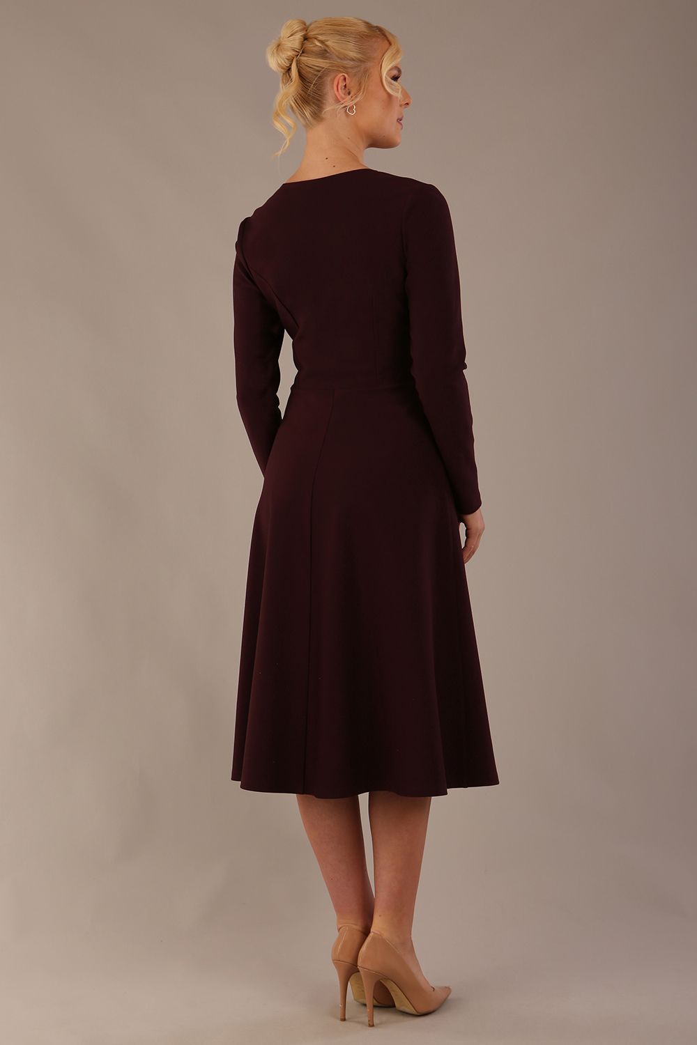 Moneypenny Scarf-Neck A-Line Dress 
