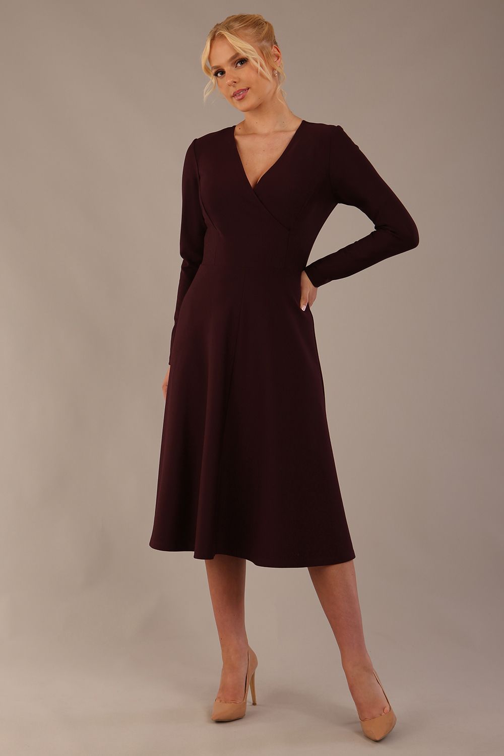 Moneypenny Scarf-Neck A-Line Dress – Diva Catwalk, image 2