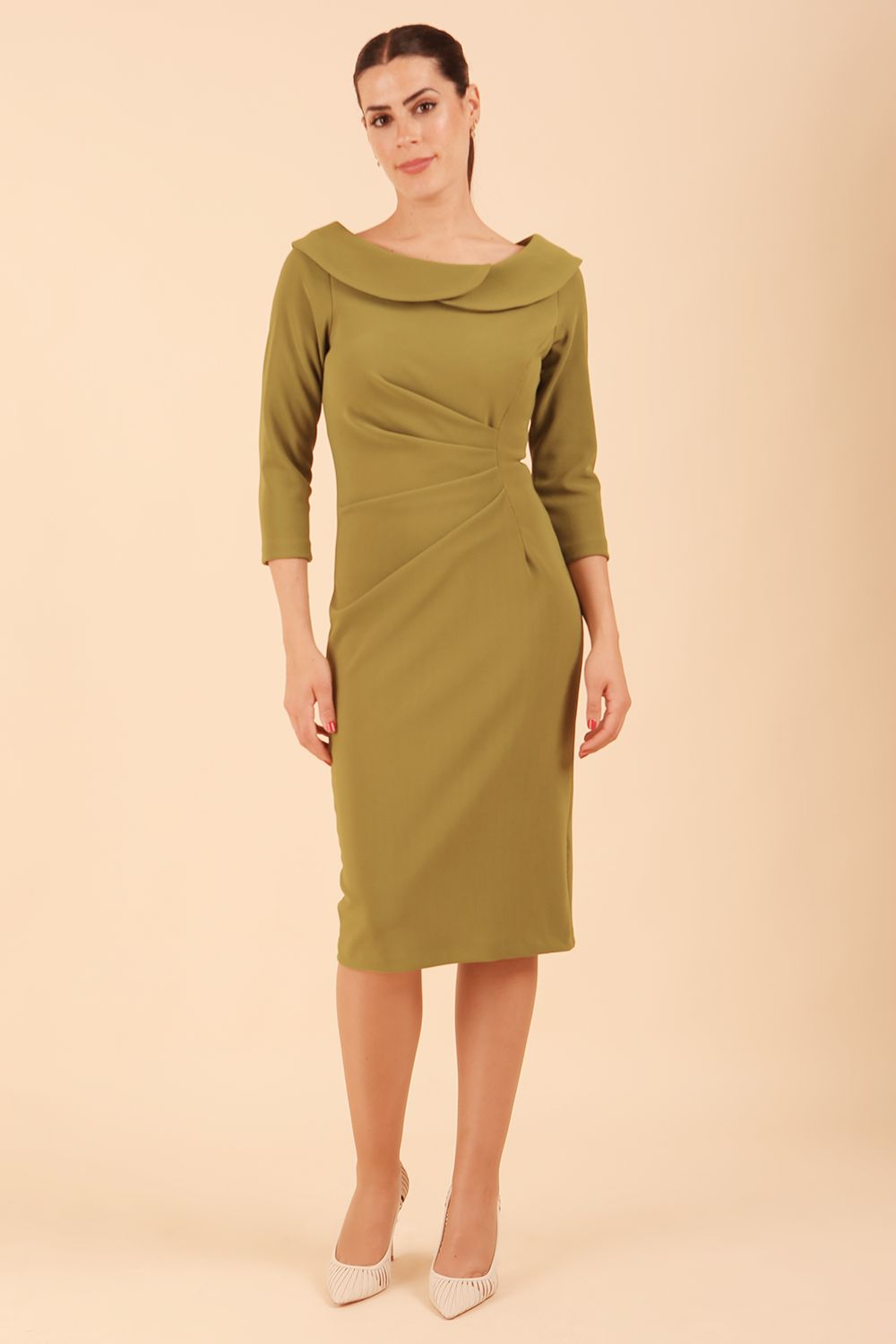 Monique 3/4 Sleeve Pencil Dress in Jasmine Green – Diva Catwalk, image 19