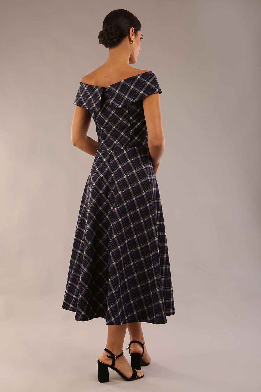 Montclair Tartan Off-Shoulder Midi Dress – Diva Catwalk, image 3