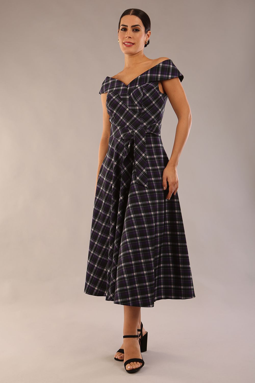 Montclair Tartan Off-Shoulder Midi Dress – Diva Catwalk, image 5