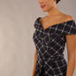 Montclair Tartan Off-Shoulder Midi Dress 