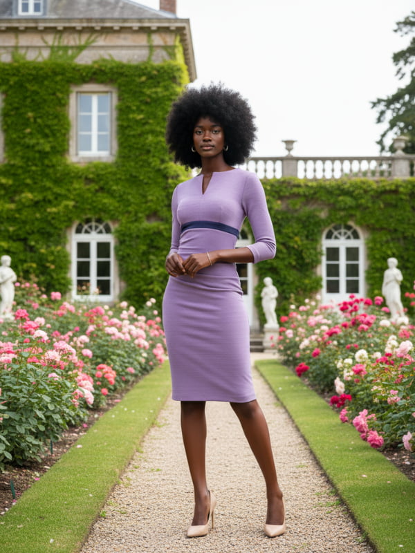 Nadia Venice Stretch Dress in Lavender Purple & Midnight Blue – Diva Catwalk, image 1