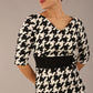 OP-ART V-Neck Sleeved Monochrome Pencil Dress 