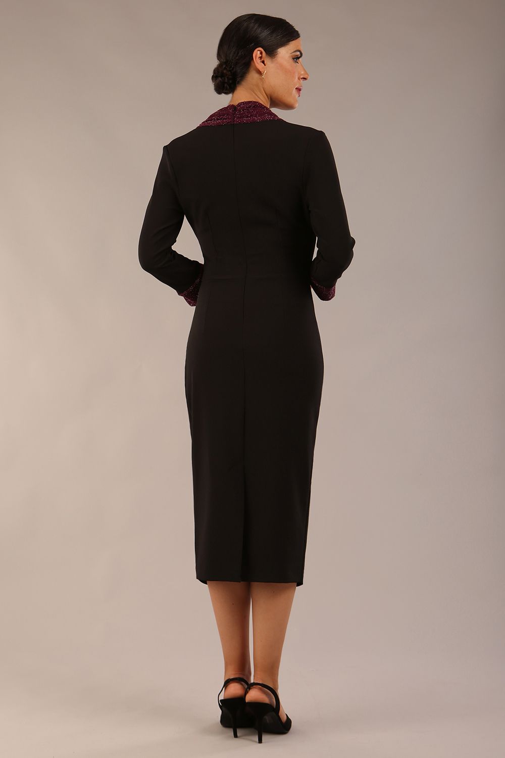 Osaka Sparkle Contrast Detail Pencil Dress – Diva Catwalk, image 4