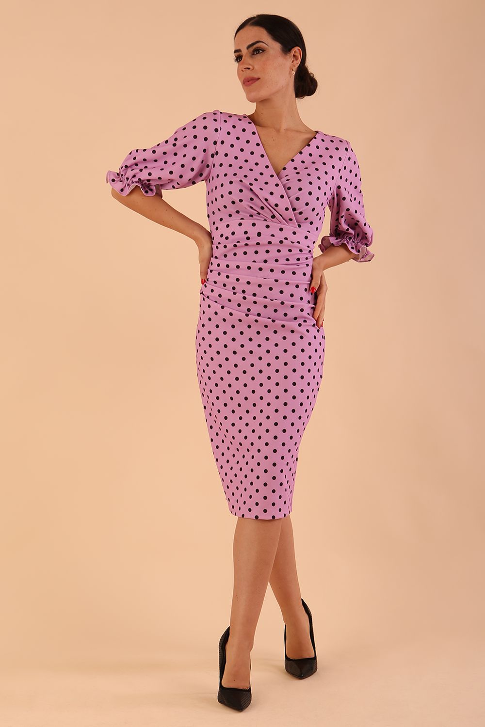Palacio Polka Dot Print Sleeved Dress – Diva Catwalk, image 3