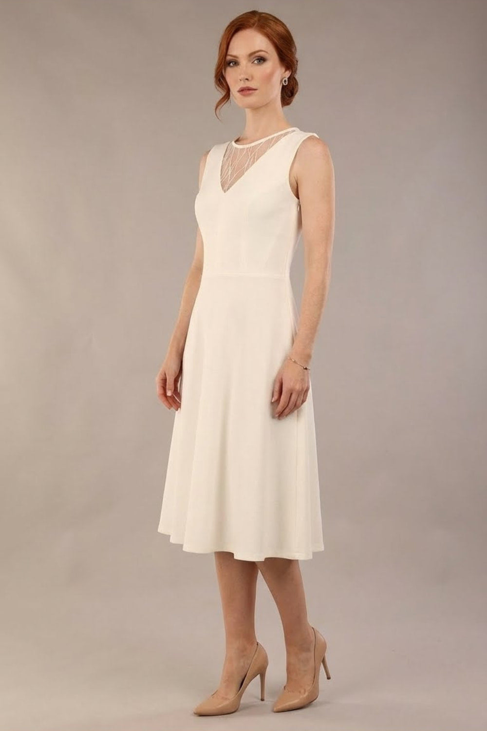 Patina Swing Dress in Ivory and Ivory – Diva Catwalk, image 2