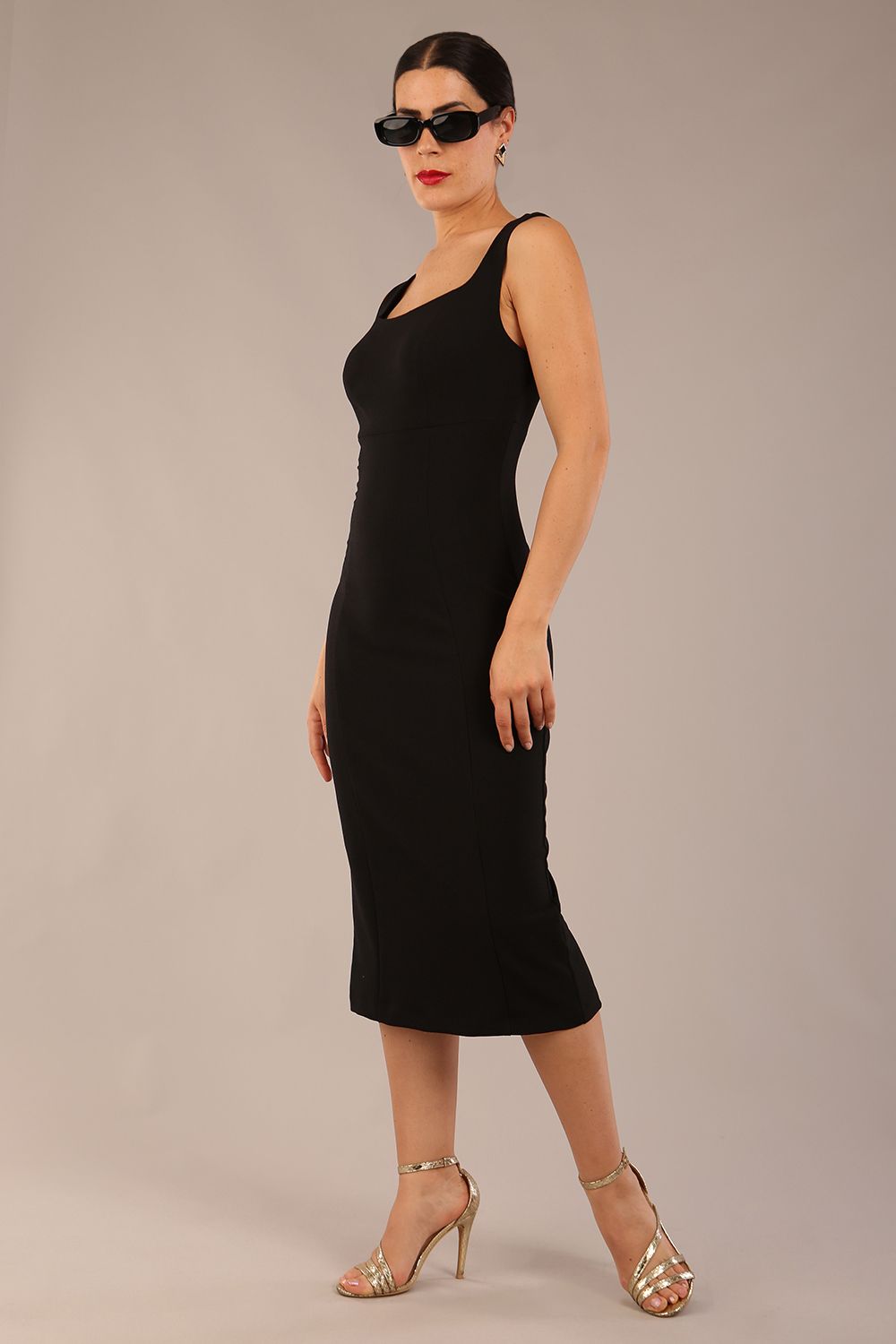 Perthshire Sleeveless Bodycon Pencil Dress in Black – Diva Catwalk, image 15