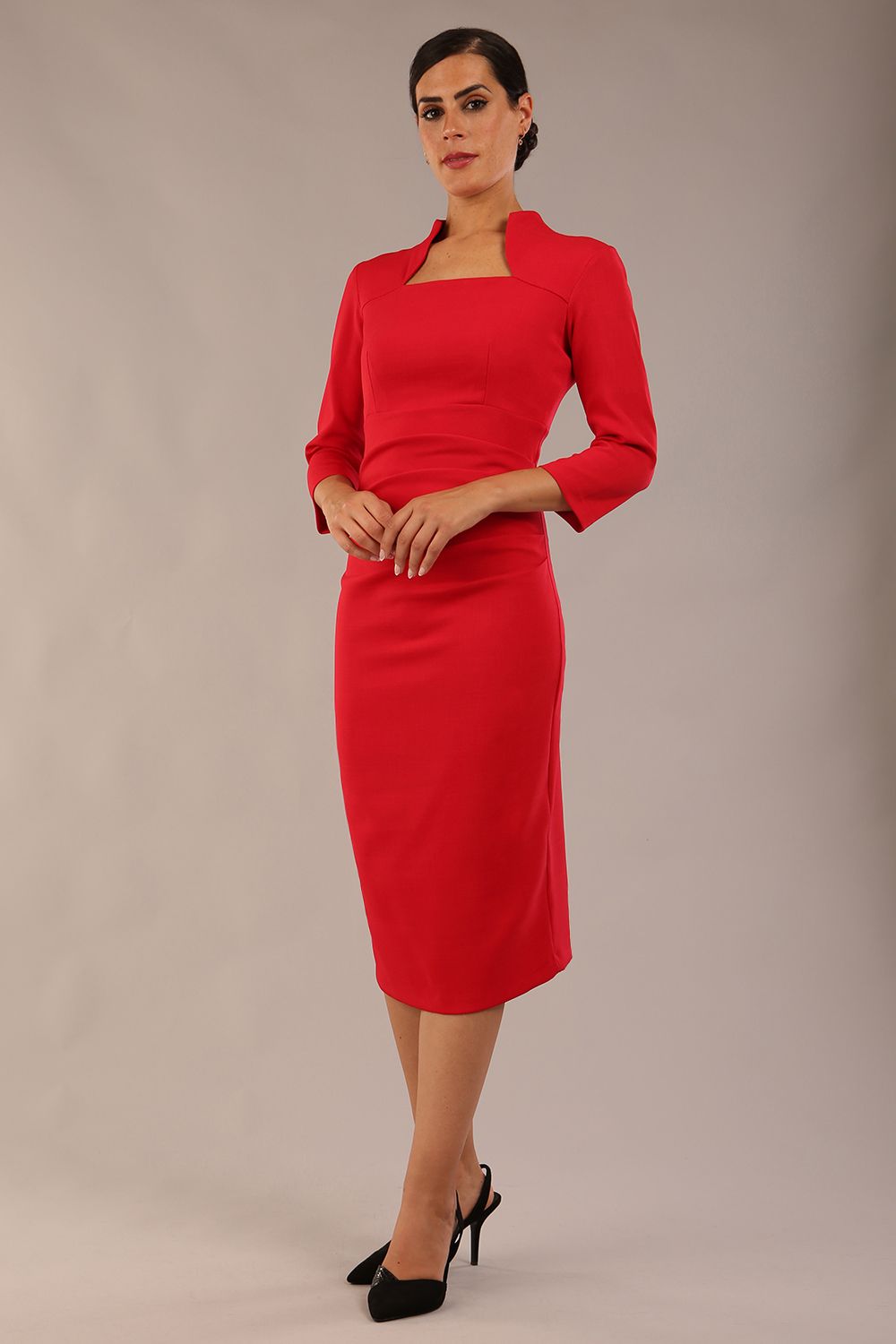 Plaza Trapezium neckline Cutout Pencil Sleeved Dress – Diva Catwalk, image 5