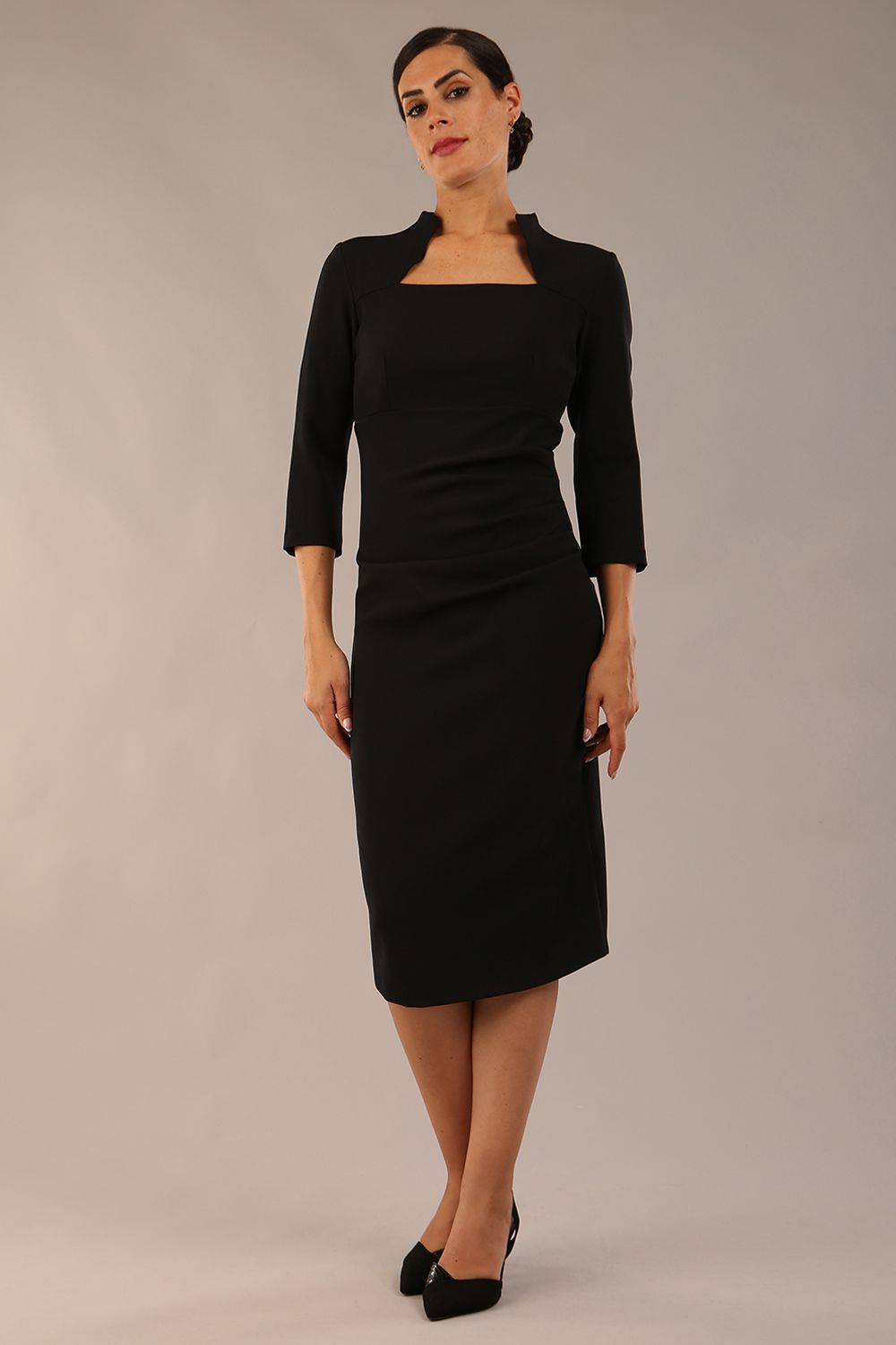Plaza Trapezium neckline Cutout Pencil Sleeved Dress – Diva Catwalk, image 8