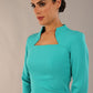 Plaza Trapezium neckline Cutout Pencil Sleeved Dress 