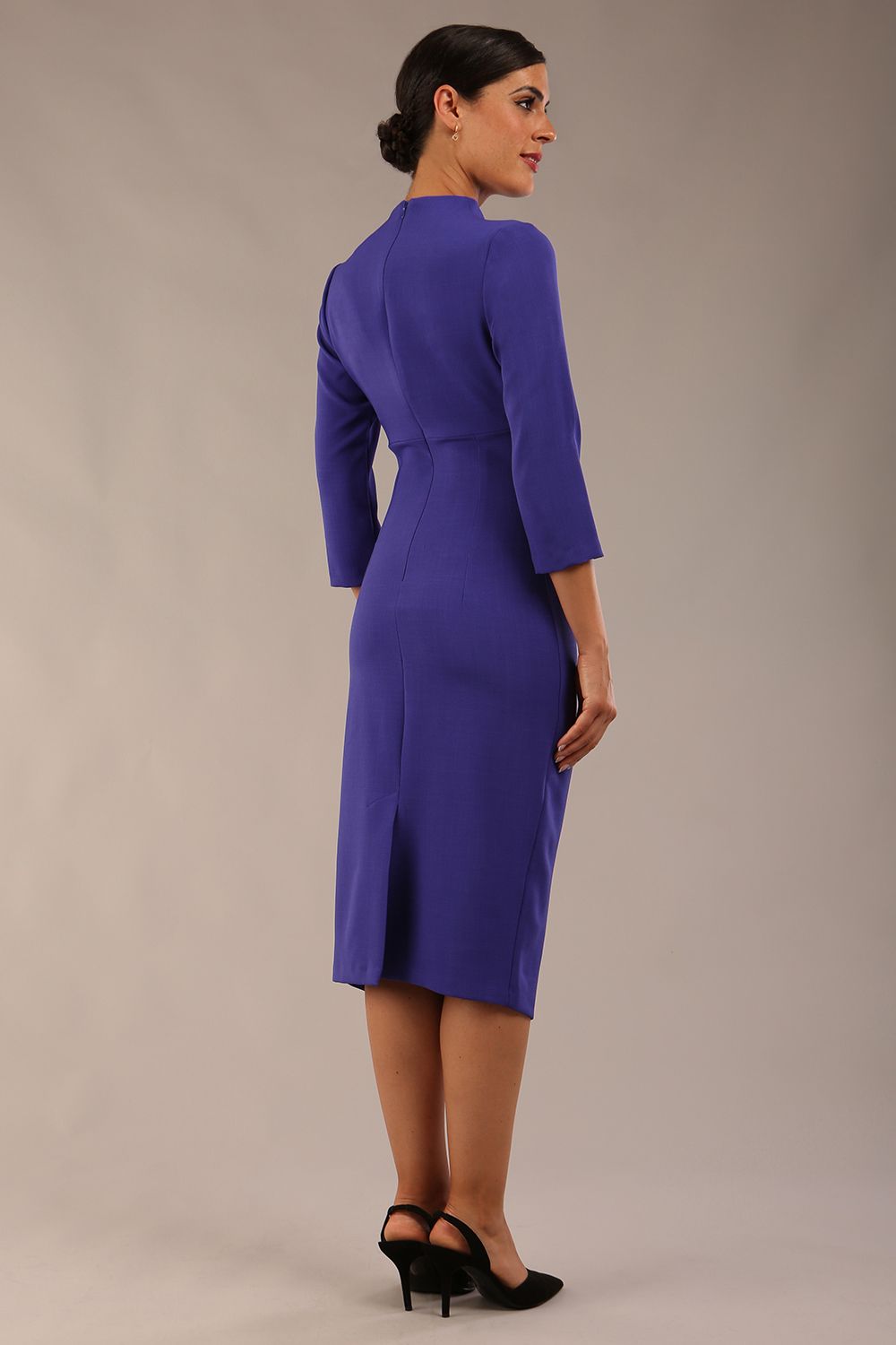 Plaza Trapezium neckline Cutout Pencil Sleeved Dress 