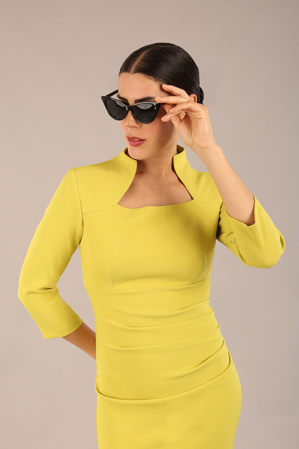 Plaza Trapezium neckline Cutout Pencil Sleeved Dress – Diva Catwalk, image 15