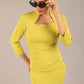 Plaza Trapezium neckline Cutout Pencil Sleeved Dress 
