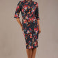 Portofino Frill Neck Floral Jacquard Dress 
