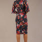 Portofino Frill Neck Floral Jacquard Dress 