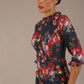 Portofino Frill Neck Floral Jacquard Dress 