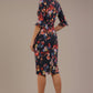 Portofino Frill Neck Floral Jacquard Dress 
