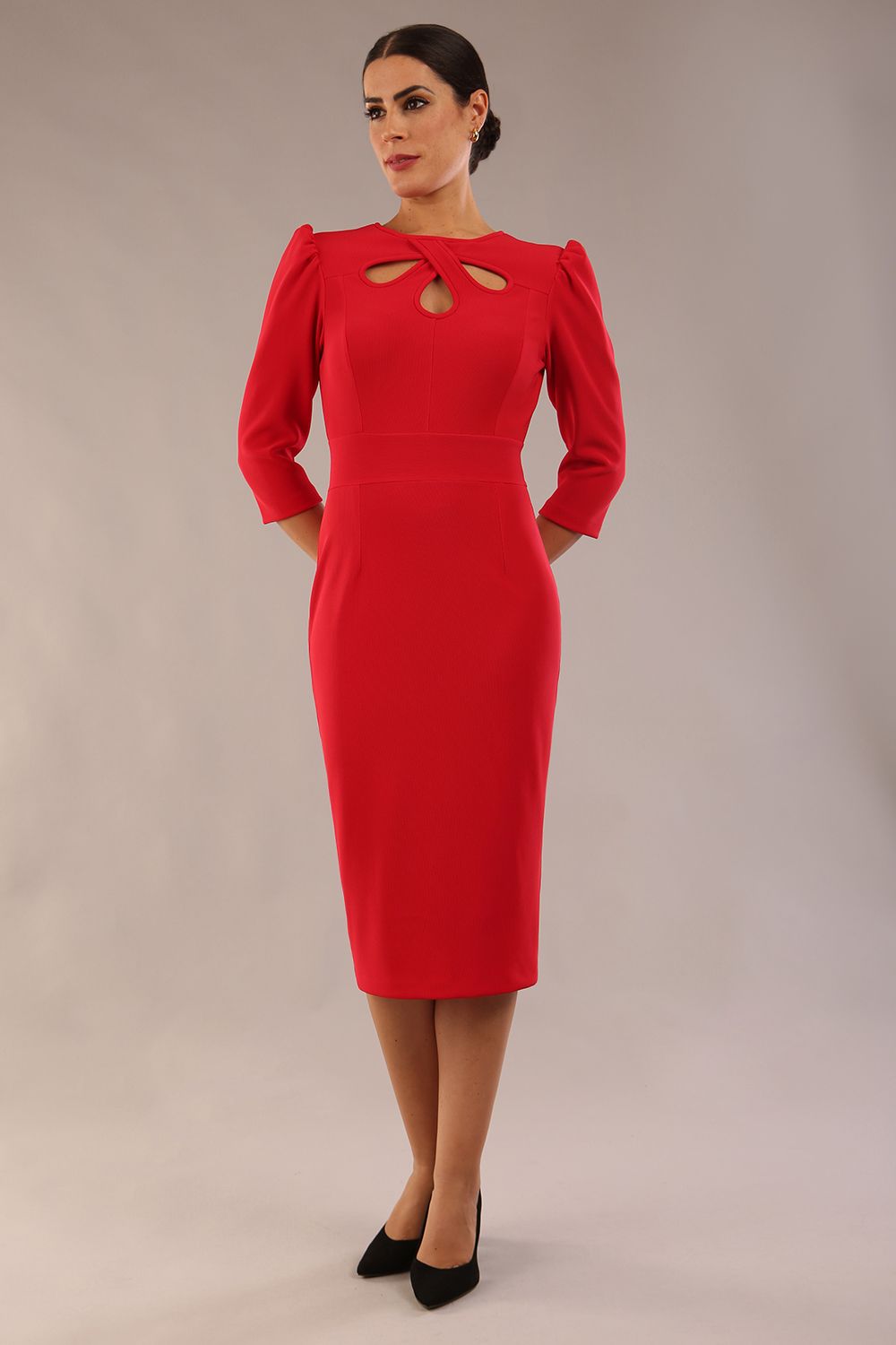 Quintessa Three Petal Keyhole Pencil Dress – Diva Catwalk, image 4