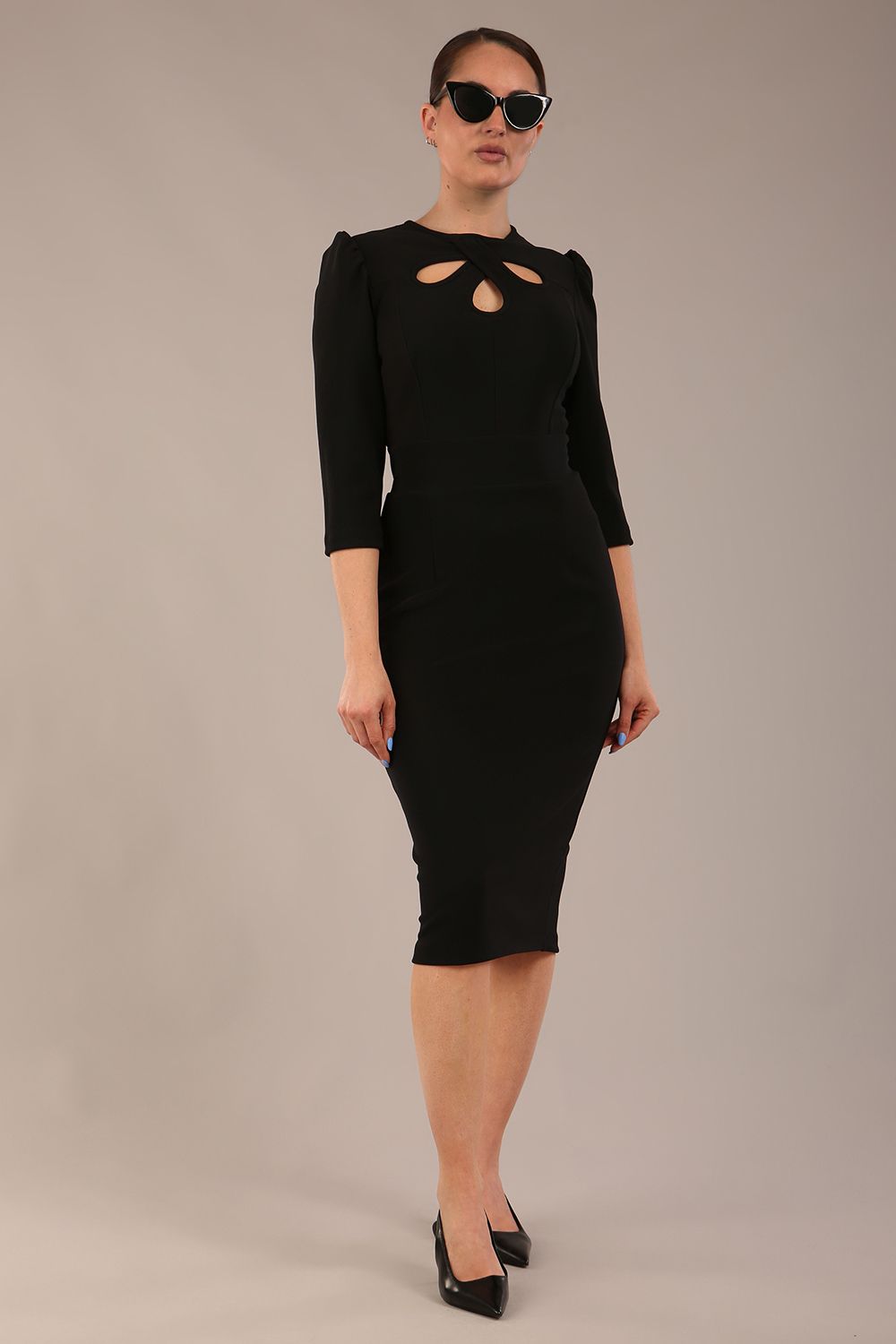 Quintessa Three Petal Keyhole Pencil Dress – Diva Catwalk, image 21