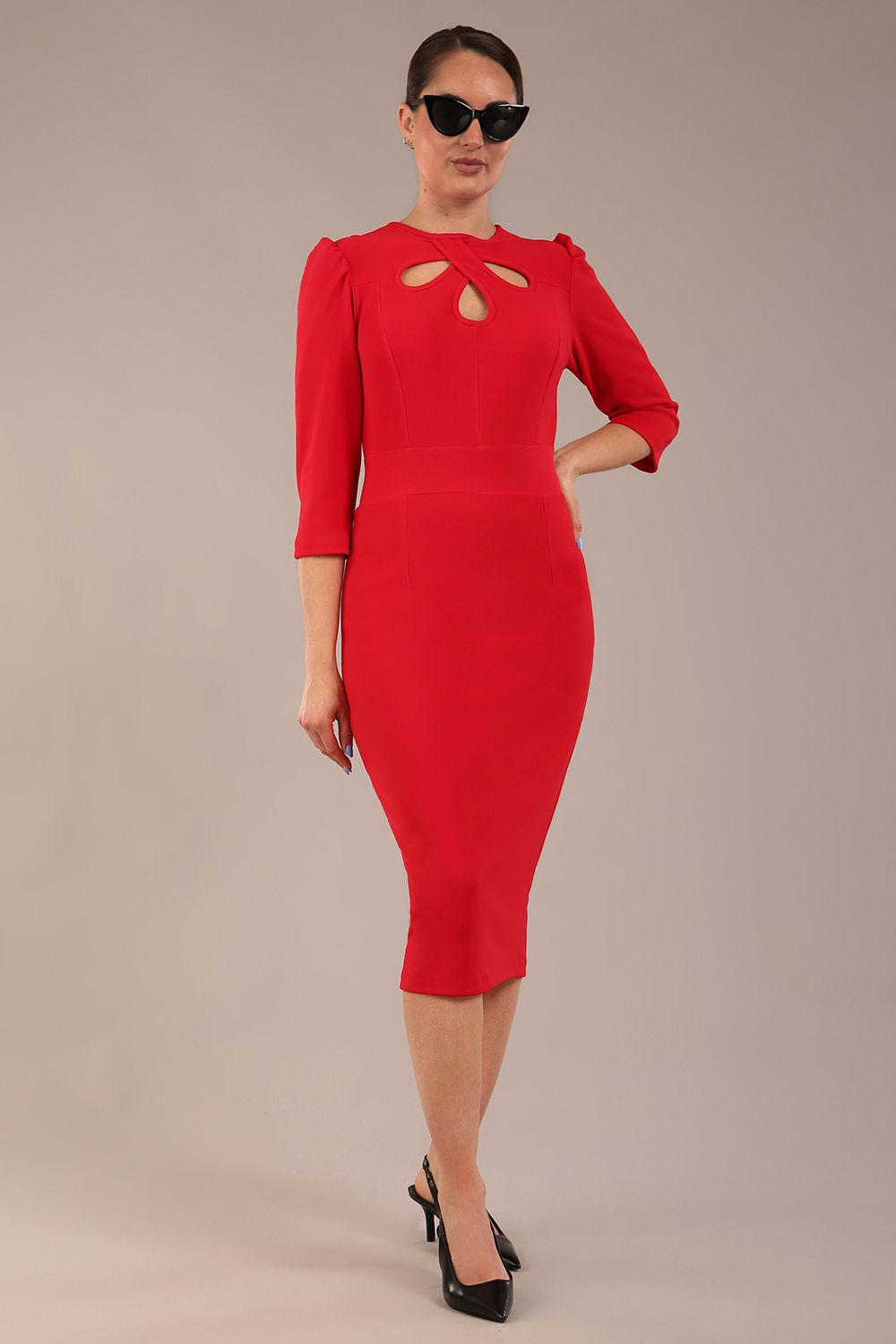 Quintessa Three Petal Keyhole Pencil Dress – Diva Catwalk, image 10