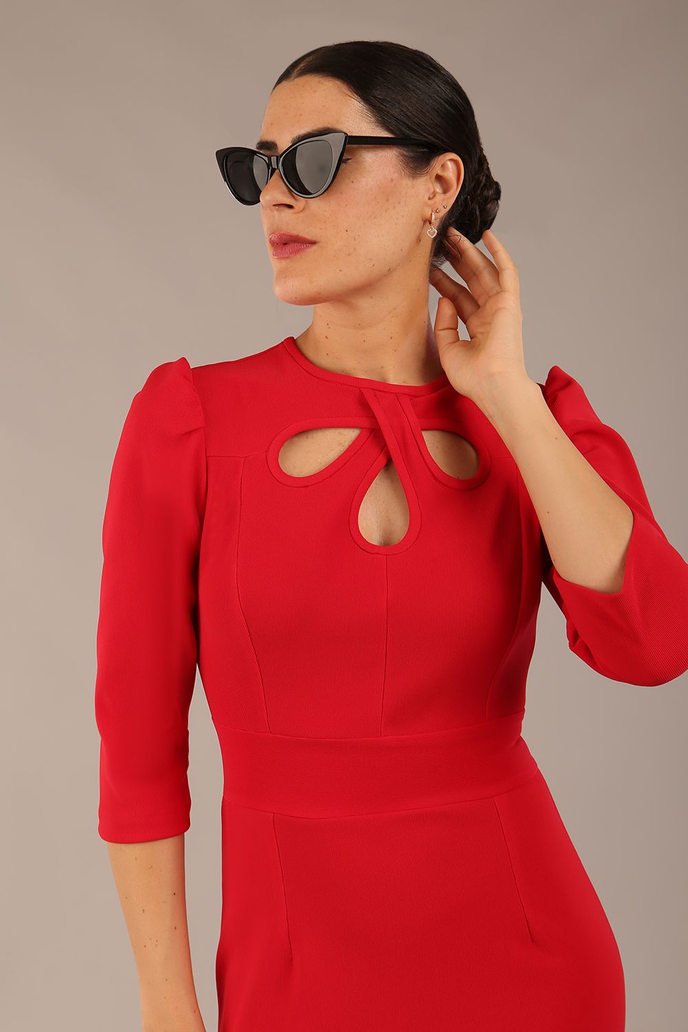 Quintessa Three Petal Keyhole Pencil Dress – Diva Catwalk, image 6