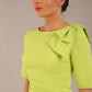 Reverie Short Sleeve Stretch Pencil Dress with Bow Detail 