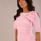 Reverie Short Sleeve Stretch Pencil Dress with Bow Detail 