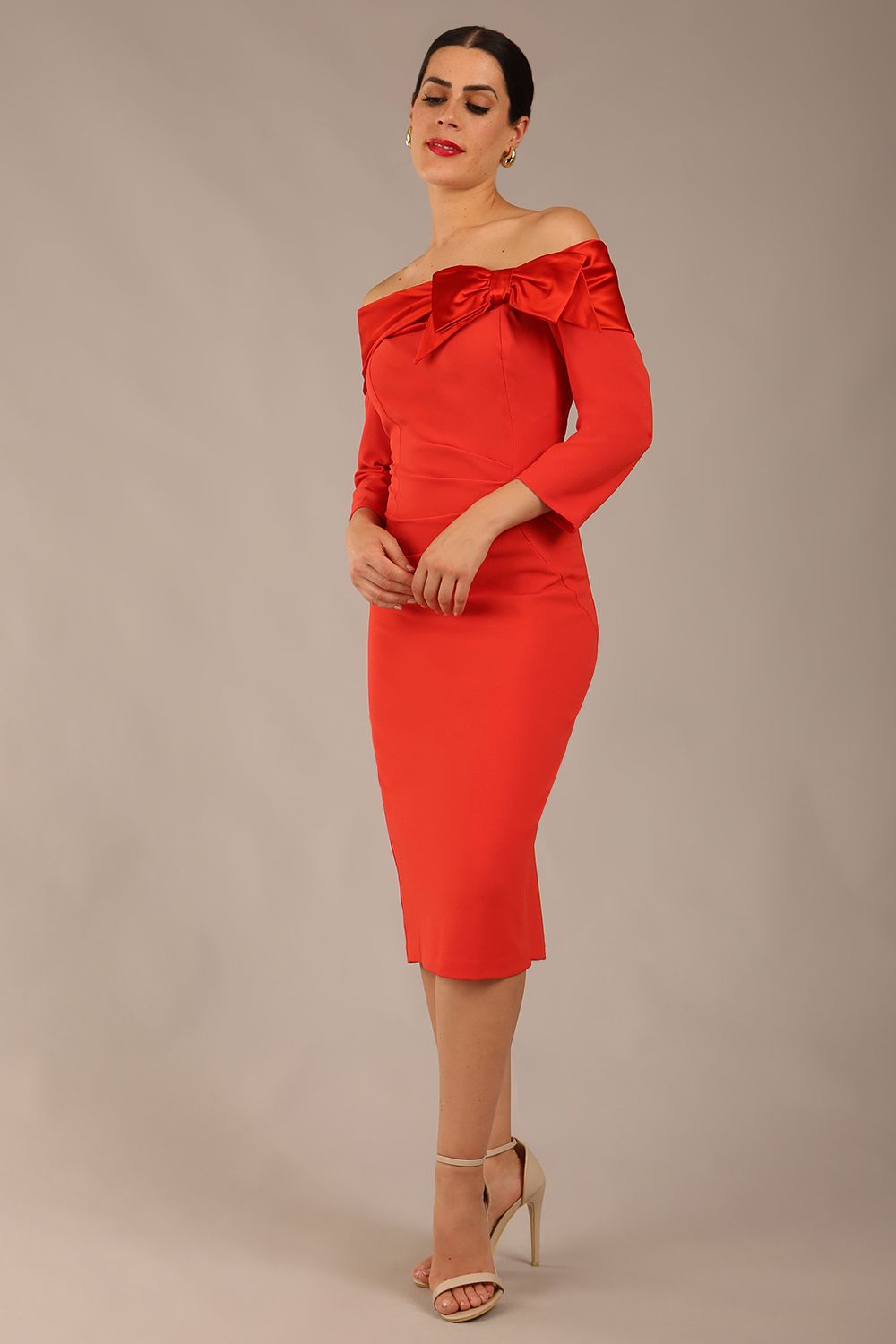 Rosalind Off Shoulder Bow Detail Pencil Dress – Diva Catwalk, image 17
